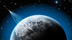 Cosmic rays hitting Earth. Credit: NSF/J. Yang